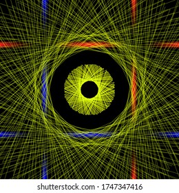 Abstract image of fictional reality includes volumetric figures from intersecting lines