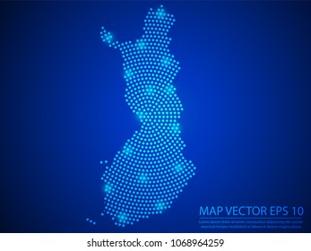 Abstract image Finland map from point blue and glowing stars on Blue background.Vector illustration eps 10.