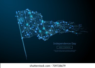 Abstract image of a flag in the form of a starry sky or space, consisting of points, lines, and shapes in the form of planets, stars and the universe. Vector Independance Day concept.