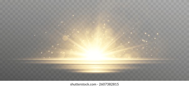 Abstract image of flare light and white stars. Glowing light bursts with sparkles. Glow light effect overlay, glitter, lens flare, explosion, sun flash, line, spark and star. Vector illustration
