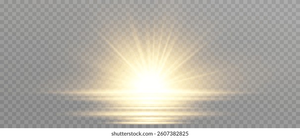 Abstract image of flare light and white stars. Glowing light bursts with sparkles. Glow light effect overlay, glitter, lens flare, explosion, sun flash, line, spark and star. Vector illustration