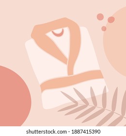 Abstract image in a flat style of a bathrobe and leaves. Vector illustration.