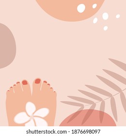 Imagen abstracta en un estilo plano de pies y flor. Ilustración vectorial.