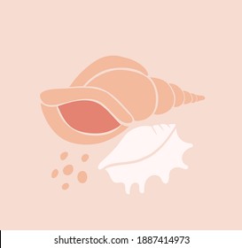 Abstract image in a flat style of two seashells. Vector illustration.