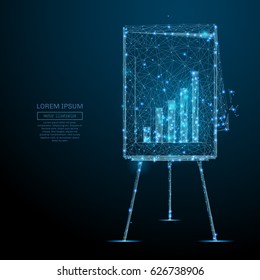 Abstract image of a Flip chart with diagram of a starry sky or space, consisting of points, lines, and shapes in the form of planets, stars and the universe. Vector business