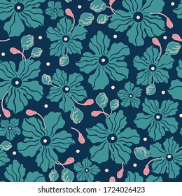 Abstrakte Bildblumen. Nahtlose Vektorgrafik, leicht zu verändern Farbe. Dieses Muster eignet sich für Stoffe, T-Shirts, Geschenkverpackungen, Postkarten und andere Druckflächen.