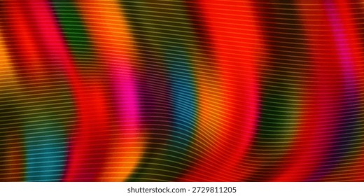 abstract image with flowing rainbow colors and fine horizontal stripes, creating movement and energy. Perfect for art, design, technology, 
