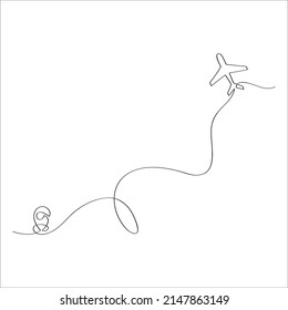 Abstract image flying airplane on isolated background - vector image