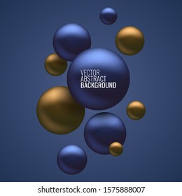 Abstract image of flying spheres. Set of realistic, 3d balls, vector illustration. Futuristic background for your design.