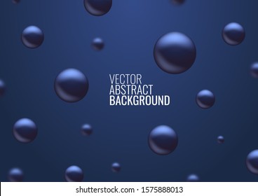 Abstract image of flying spheres. Set of realistic, 3 d balls, vector illustration. Futuristic background for your design.