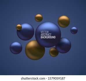 Abstract image of flying spheres. Set of realistic, 3d balls, vector illustration. Futuristic background for your design.