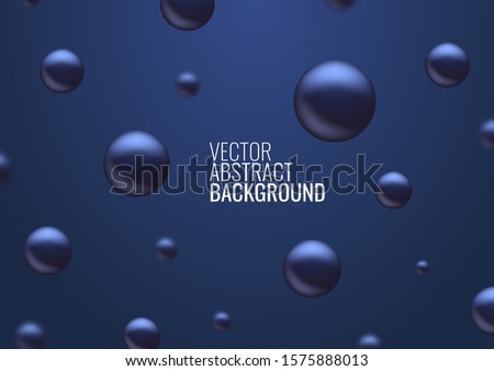 Abstract image of flying spheres. Set of realistic, 3 d balls, vector illustration. Futuristic background for your design.