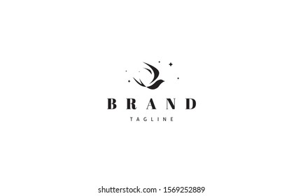 Abstract image of a flying swallow. Vector black logo,