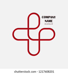Abstract image in the form of an interlacing cross outline to create a logo