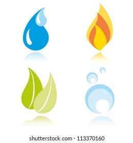 Abstract image of four elements. Water, fire, earth and air. Vector. EPS-10 (non transparent elements) gradient