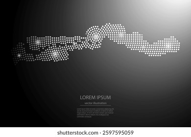 Abstract image Gambia map from point Gray and glowing stars on a dark background. Vector illustration eps 10.