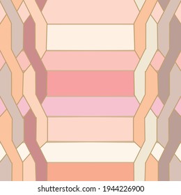abstraktes Bild, geometrische Formen in warmen Farben, Rechtecke, grafisches Geflecht, Säulen, Seile