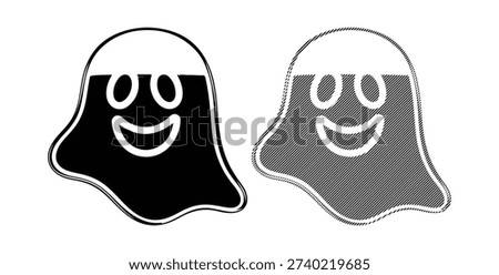 Abstract image of ghost in black and white colors, vector illustration with lines