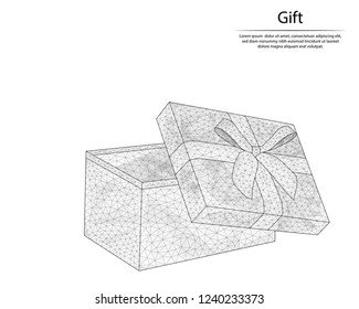 Abstract image Gift in the form of lines and dots, consisting of triangles and geometric shapes. Low poly vector background.