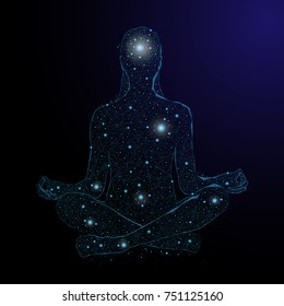 Abstract image of a girl in the form of the constellation. Yoga.