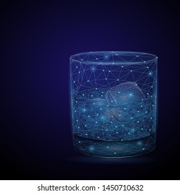 Abstract image glass with ice in the form of a starry sky or space, consisting of points, lines, and shapes in the form of planets, stars and the universe. Low poly vector background.