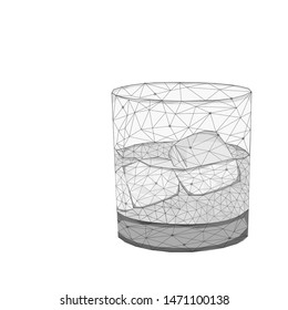 Abstract image glass with ice in the form of lines and dots, consisting of triangles and geometric shapes. Low poly vector background.