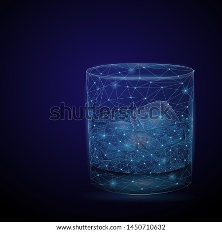 Abstract image glass with ice in the form of a starry sky or space, consisting of points, lines, and shapes in the form of planets, stars and the universe. Low poly vector background.