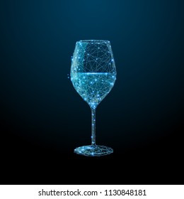 Abstract image of a glass of wine in the form of a starry sky or space, consisting of points, lines, and shapes in the form of planets, stars and the universe. Alcohol vector wireframe Abstract image of a glass of wine in the form of a starry sky or space, consisting of points, lines, and shapes in the form of planets, stars and the universe. Alcohol vector wireframe