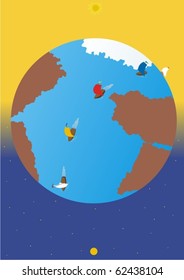 Abstract image of the globe around which passes voyage around the globe regatta.