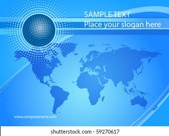 An abstract image of a globe and a map of the world.EPS 10