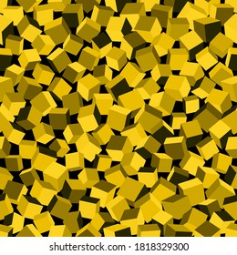 Abstract image of golden cubes background. Seamless pattern vector illustration. Vector digital mosaic texture for textile print or decor