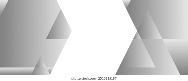 An abstract image with gray triangles and a white space.