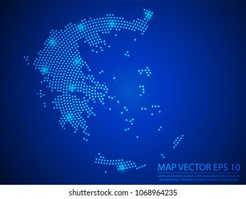 Abstract image Greece map from point blue and glowing stars on Blue background.Vector illustration eps 10.