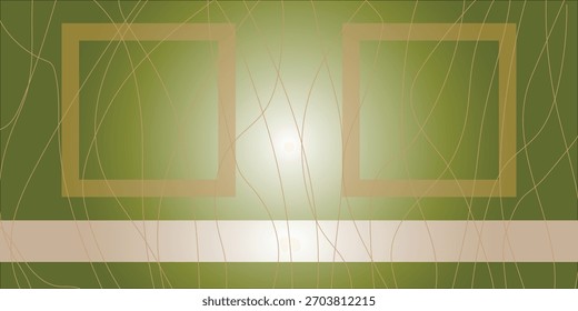 Imagen Abstractas con fondo verde, dos cuadrados y raya clara.
