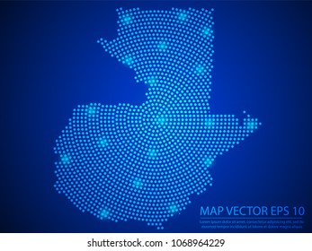 Abstract image Guatemala map from point blue and glowing stars on Blue background.Vector illustration eps 10.