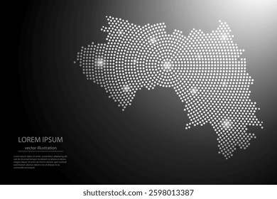 Abstract image Guinea map from point Gray and glowing stars on a dark background. Vector illustration eps 10.
