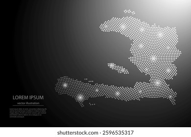 Abstract image Haiti map from point Gray and glowing stars on a dark background. Vector illustration eps 10.