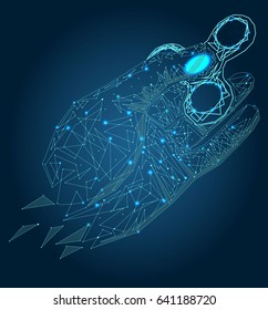 Abstract image of a Hand Finger Spinner in the form of a starry sky or space, consisting of points, lines, and shapes in the form of planets, stars and the universe. 