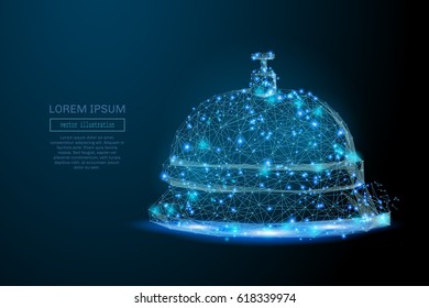 Abstract image of a Handbell at the reception in the form of a starry sky or space, consisting of points, lines, and shapes in the form of planets, stars and the universe. Vector wireframe concept.