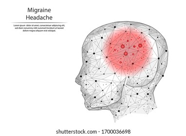 Abstract image headache in the form of lines and dots, consisting of triangles and geometric shapes. 3D Low poly vector background. Migraine.