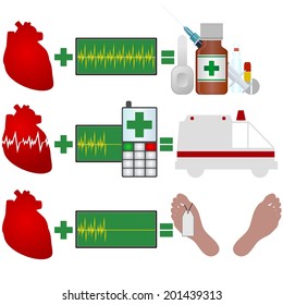 Abstract image of heart disease. Illustration on white background.