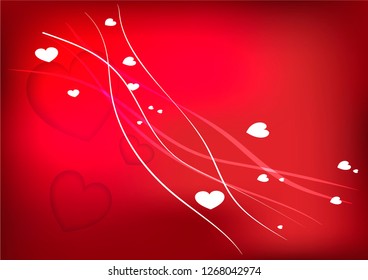 Abstract image with hearts on a red background. Vector image