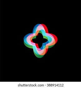Abstract image of helicopter blades with the effect of color blending. Isolated modern stylish logo. Motion overlapping effects. Design elements. 