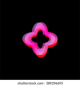 Abstract image of helicopter blades with the effect of color blending. Isolated modern stylish logo. Motion overlapping effects. Design elements. 