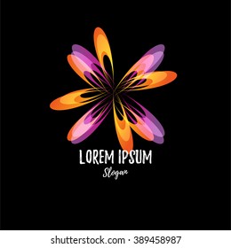 Abstract image of helicopter blades with the effect of color blending. Isolated modern stylish logo. Motion overlapping effects. Design elements. 