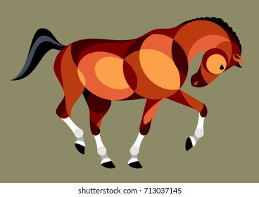 Abstract Image of a horse consisting of geometric shapes