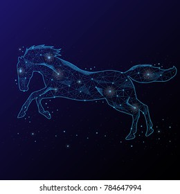 Abstract image of the horse in the form of constellations and stars