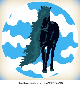 Abstract image of a horse. vector. A large mane. Can be used in design, advertising, etc.