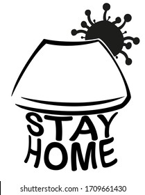 Abstract image of a house and coronavirus. A symbol of safety during a global pandemic. The call to stay home and not go outside during quarantine. EPS10 vector illustration