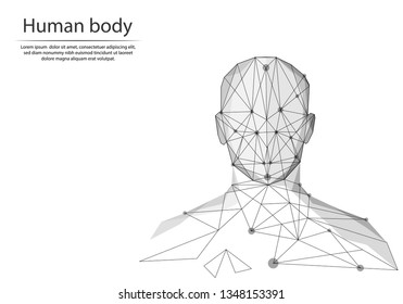 Abstract image human body in the form of lines and dots, consisting of triangles and geometric shapes. Low poly vector background.